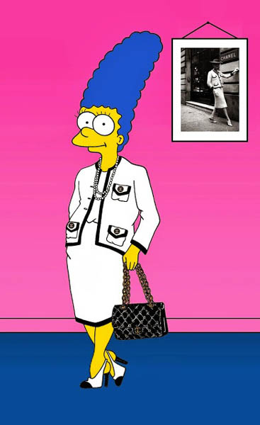 marge-simpson-coco-chanel-art-cartoon-illustration-satire-sketch-fashion-luxury-style-iconic-dresses-all-the-time-the-simspsons-humor-chic-by-alexsandro-palombo