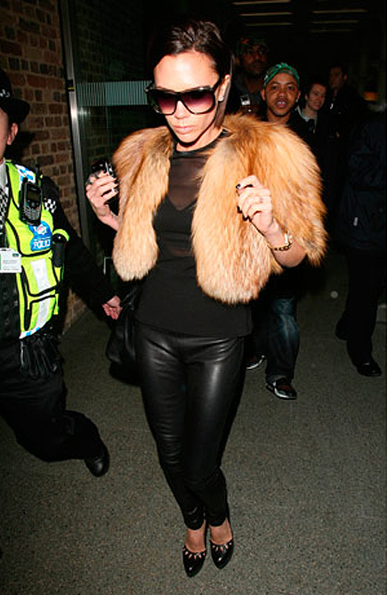 Victoria Beckham arrives at Kings Cross station after catching the Eurostar train from Paris to London