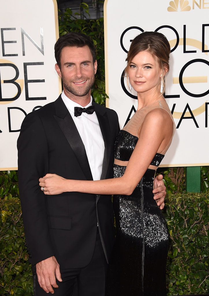 Behati-kept-her-arms-around-Adam-when-attended-Golden-Globes