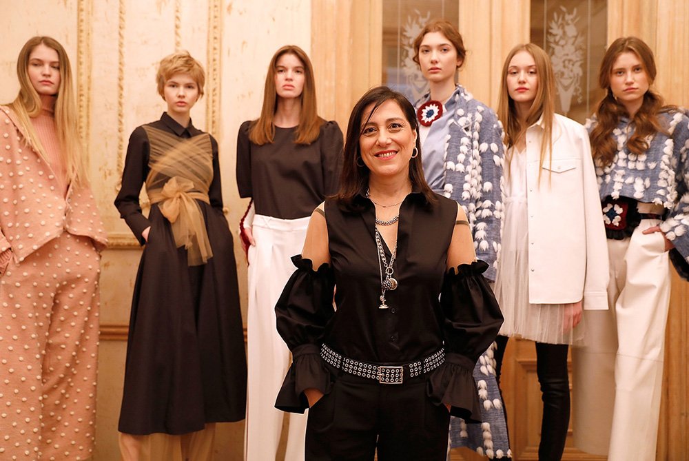 ISTANBUL, TURKEY - MARCH 22:  Designer Mehtap Elaidi with models during the Mehtap Elaidi presentation during Mercedes-Benz Istanbul Fashion Week March 2017 at Grand Pera on March 22, 2017 in Istanbul, Turkey.  (Photo by Tristan Fewings/Getty Images for IMG)