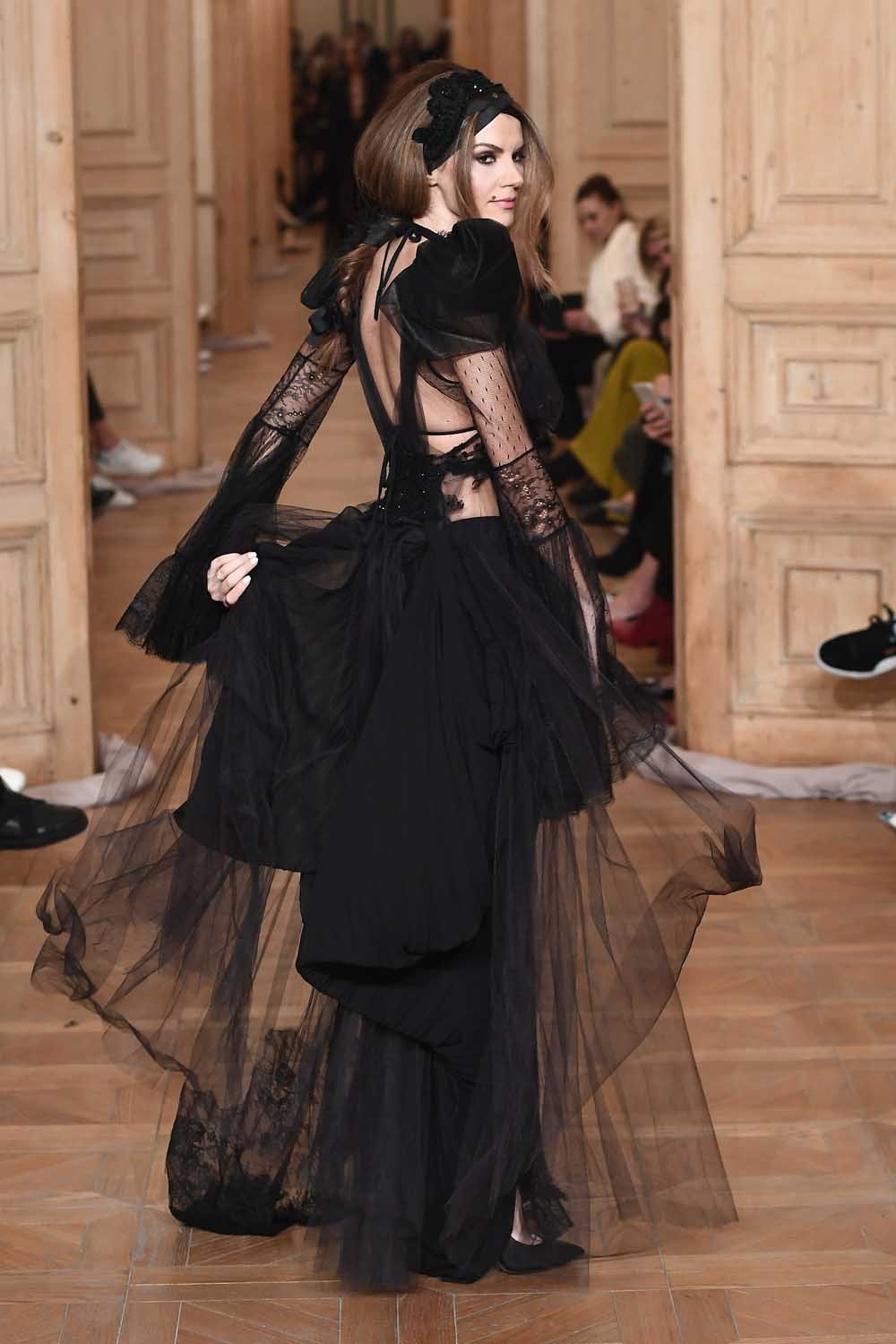 ISTANBUL, TURKEY - MARCH 20:  Tulin Sahin, back detail, walks the runway at the Ozlem Suer show during Mercedes-Benz Istanbul Fashion Week March 2017 at Grand Pera on March 20, 2017 in Istanbul, Turkey.  (Photo by Gareth Cattermole/Getty Images for IMG)