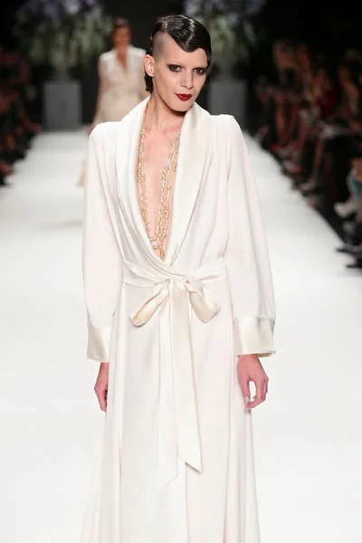 ISTANBUL, TURKEY - OCTOBER 09: A model walks the runway at the Tuvanam show during Mercedes-Benz Fashion Week Istanbul s/s 2014 presented by American Express on October 9, 2013 in Istanbul, Turkey. (Photo by Vittorio Zunino Celotto/Getty Images for IMG)