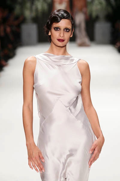 ISTANBUL, TURKEY - OCTOBER 09: A model walks the runway at the Tuvanam show during Mercedes-Benz Fashion Week Istanbul s/s 2014 presented by American Express on October 9, 2013 in Istanbul, Turkey. (Photo by Vittorio Zunino Celotto/Getty Images for IMG)
