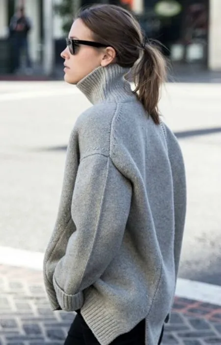 boğazlı kazak ile en şık kombinler 76