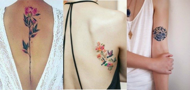 2017 YILININ TRENDİ RENKLİ ÇİÇEK DÖVMELERİ