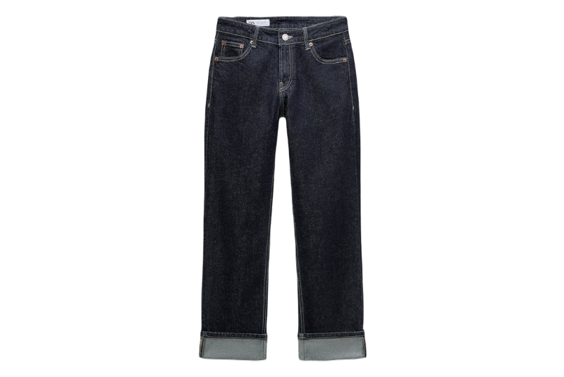 Zara TRF Slim Folded Fit Düşük Bel Jean