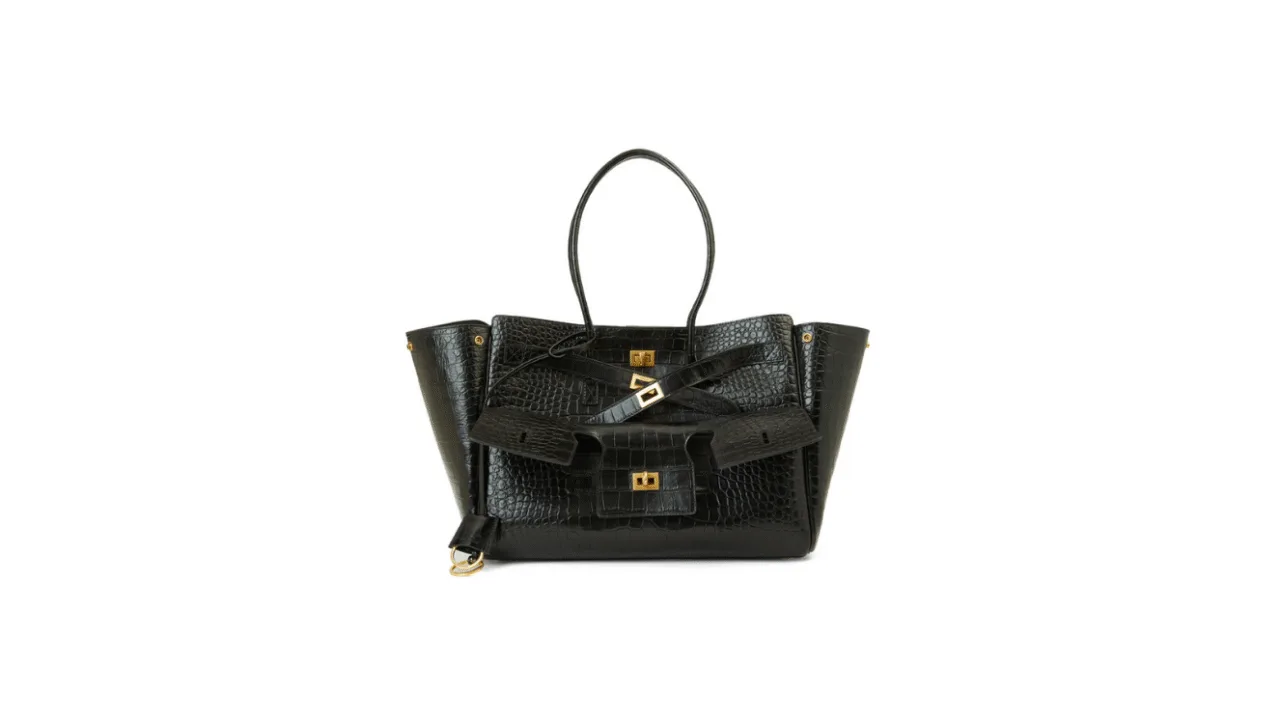 Balenciaga: Bel Air Medium Carry Tote Siyah Kadın Deri Çanta