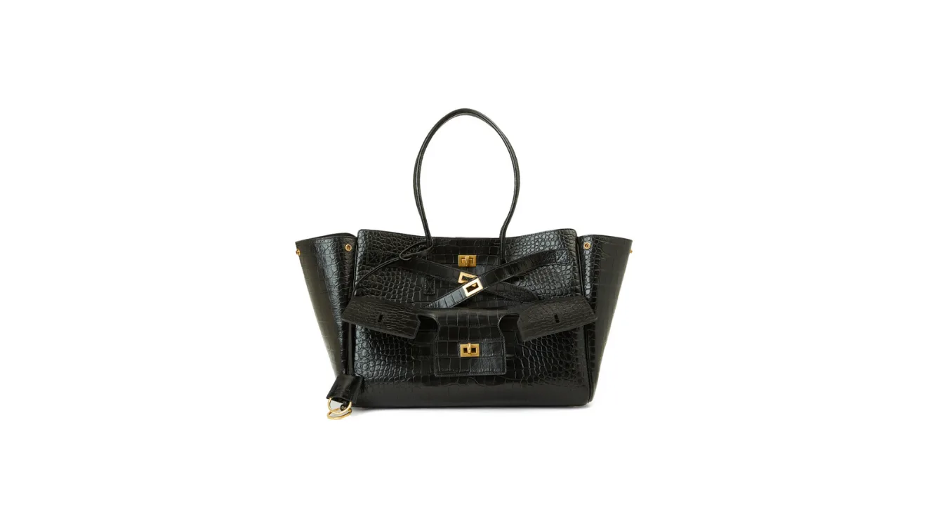 Balenciaga: Bel Air Medium Carry Tote Siyah Kadın Deri Çanta